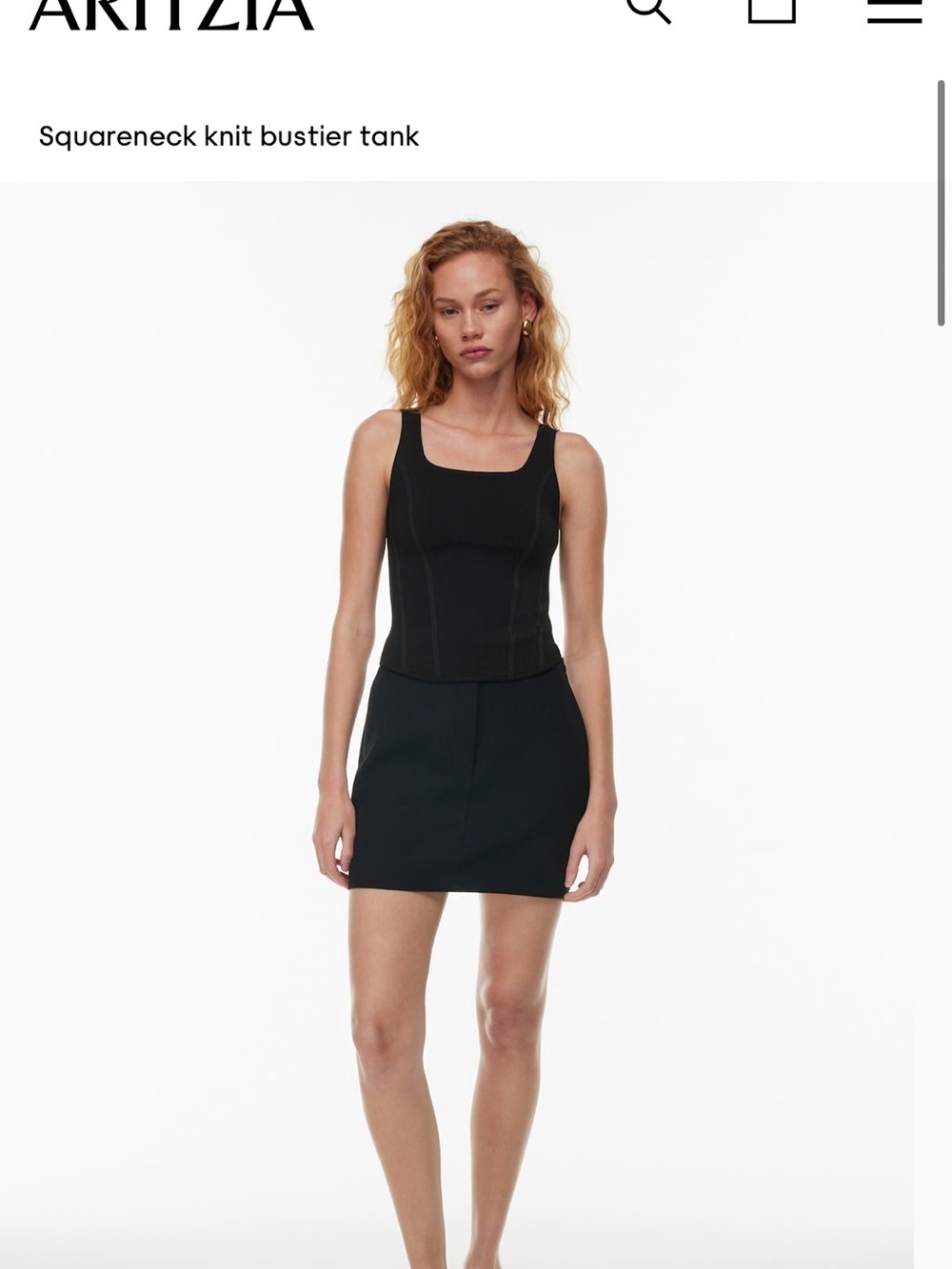 Aritzia Black Squareneck Knit Bustier Tank
